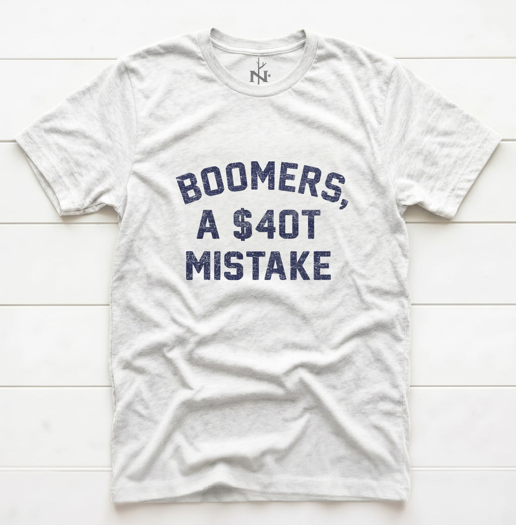 Boomers $40T Mistake T-Shirt in Solid White Triblend