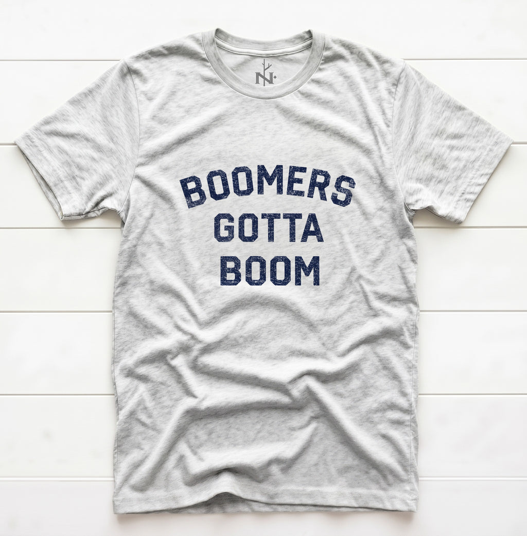 Boomers Gotta Boom T-Shirt in White Fleck Triblend