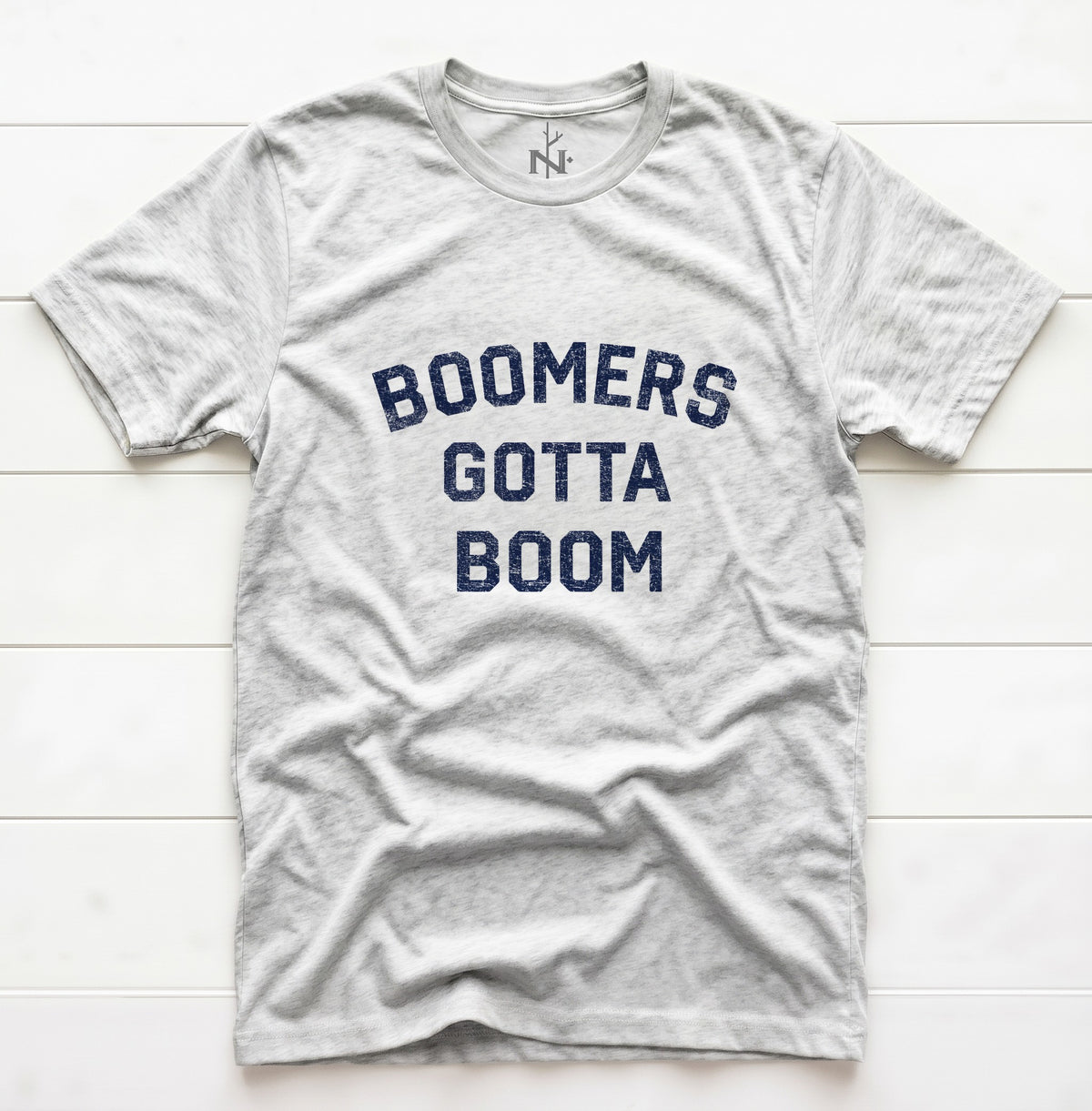 Boomers Gotta Boom T-Shirt in White Fleck Triblend