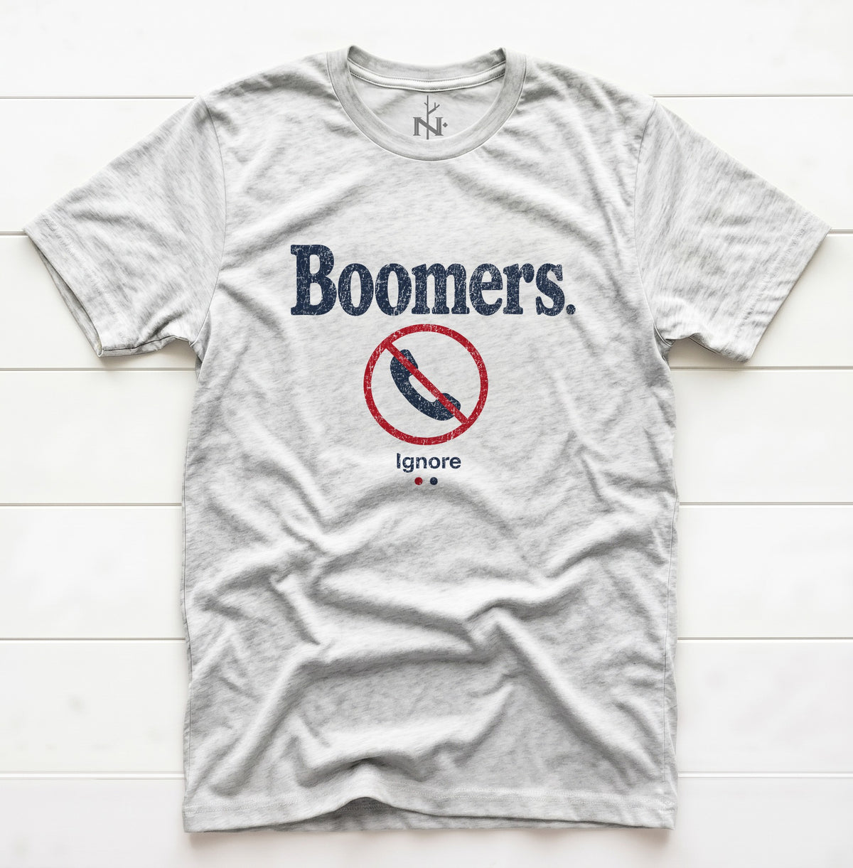 Ignore the Boomers T-Shirt in White Fleck Triblend