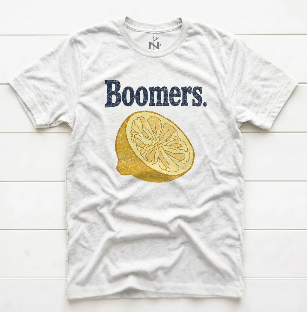 Boomers Sucked Lemon T-Shirt in Solid White Triblend