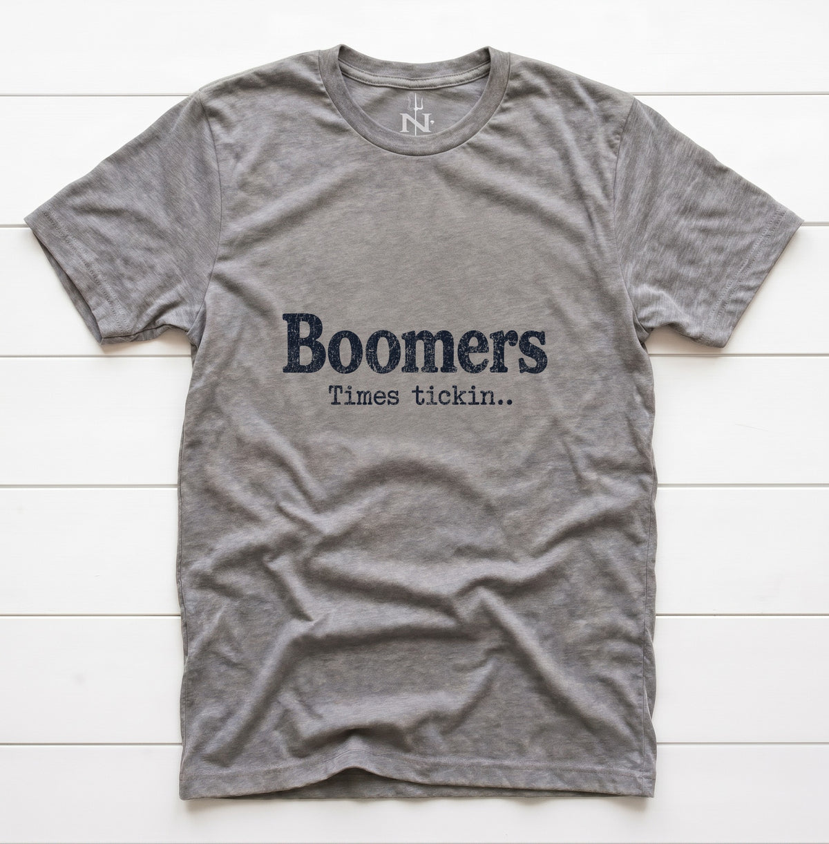 Boomers Time's Tickin' T-Shirt in Grey Triblend