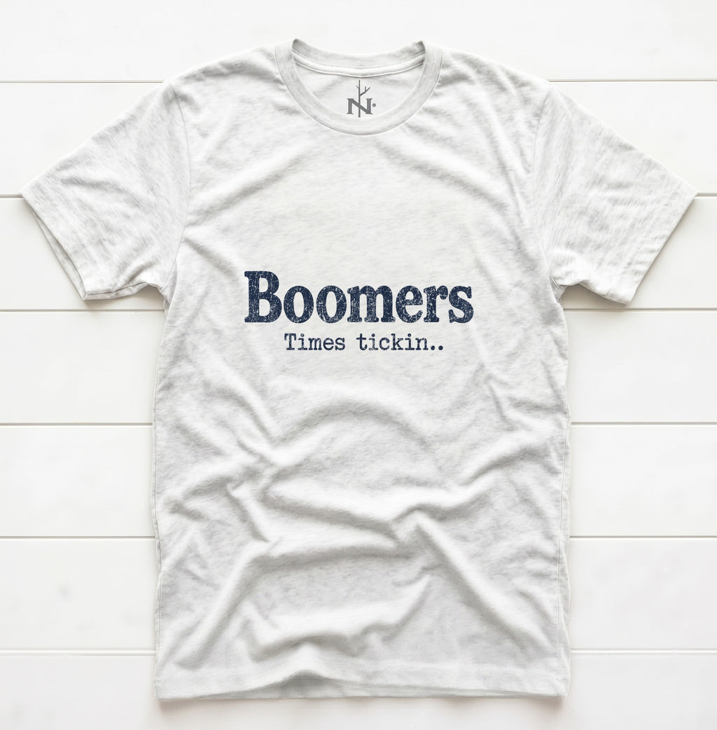 Boomers Time's Tickin' T-Shirt in Solid White Triblend