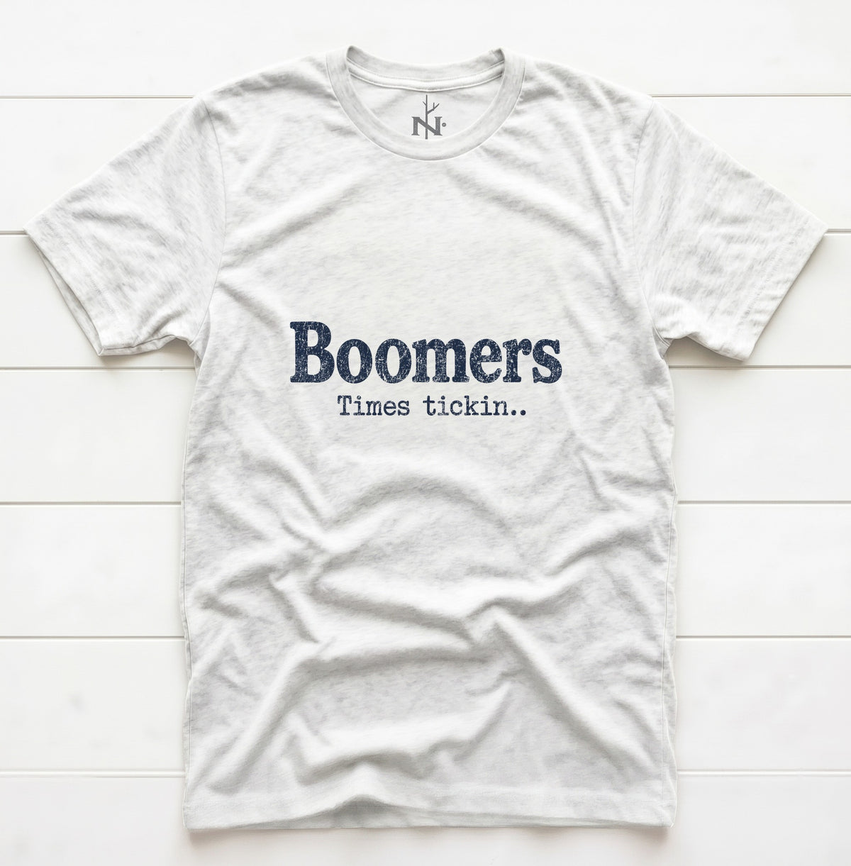 Boomers Time's Tickin' T-Shirt in Solid White Triblend