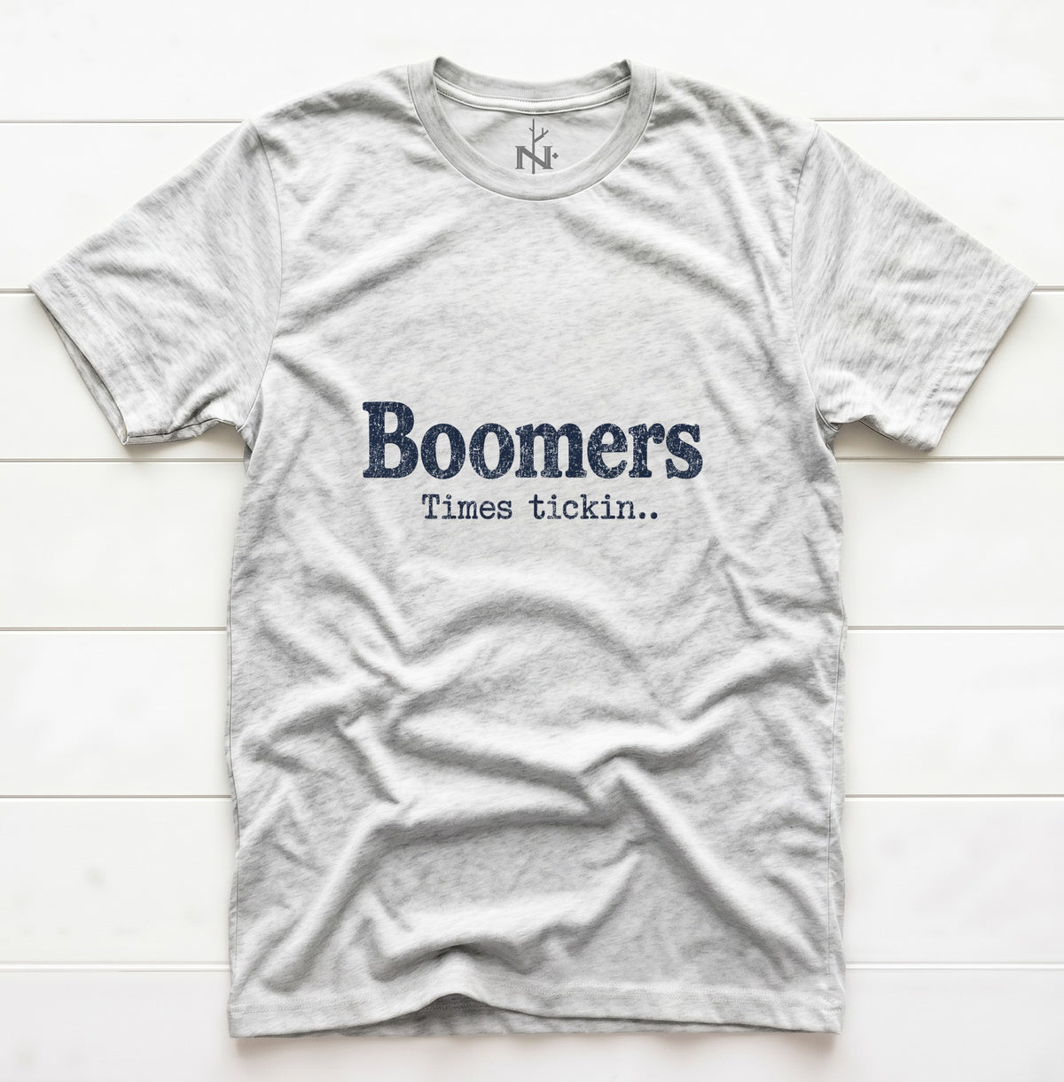 Boomers Time's Tickin' T-Shirt in White Fleck Triblend