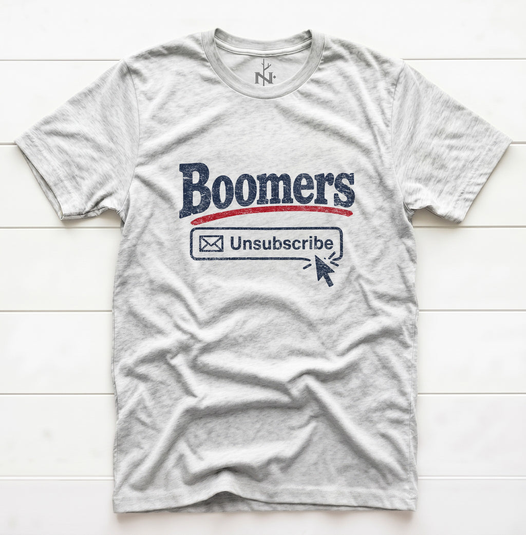 Boomers Unsubscribe T-Shirt in White Fleck Triblend